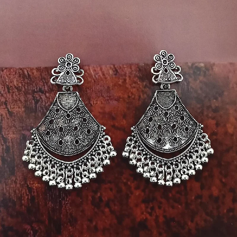 Unique Dangle Earrings-Woma Oxidised Plated Dangler Earrings  - 1318357