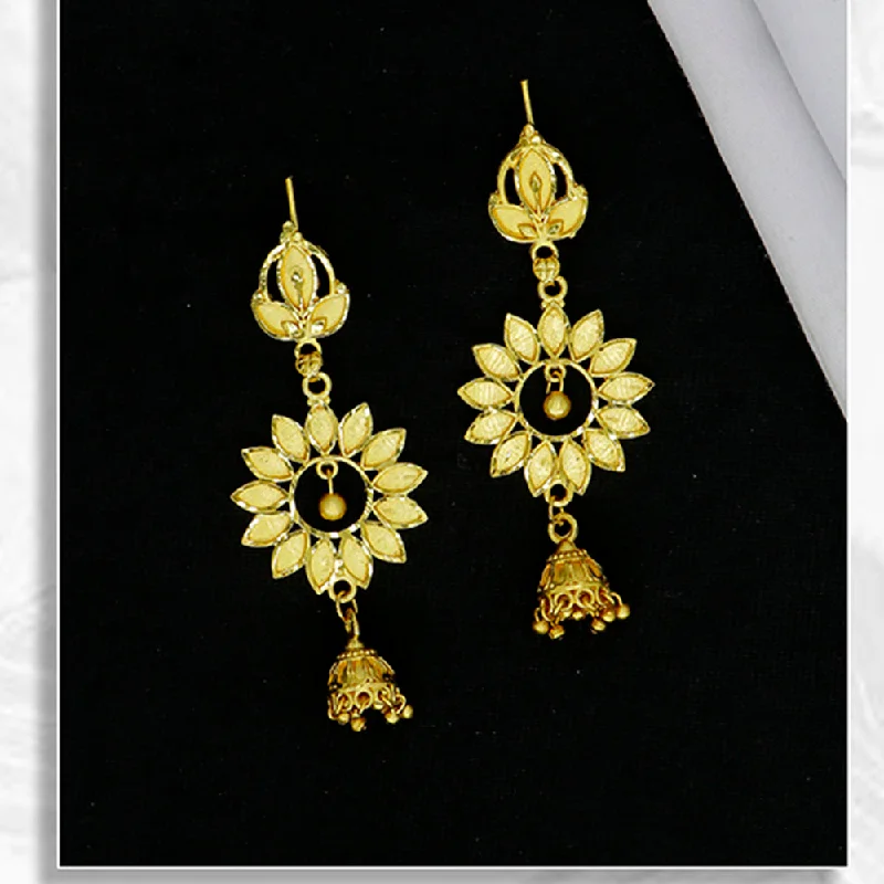 Colorful Beaded Earrings-Mahavir Gold Plated Dangler Earrings