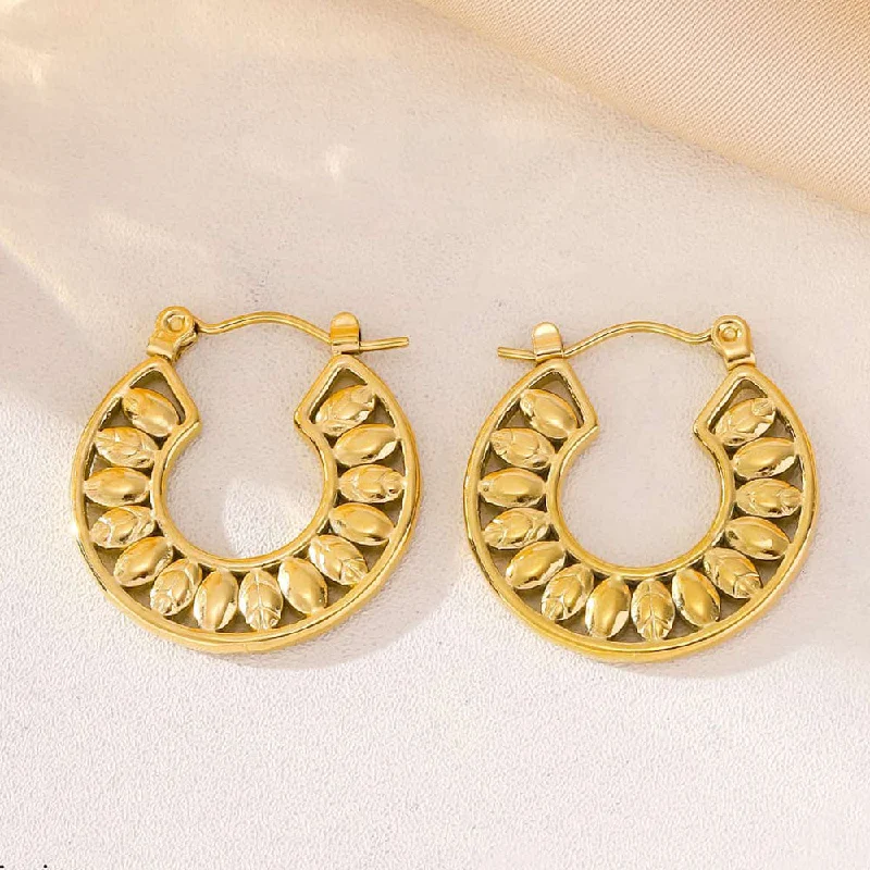 Antique Silver Earrings-Tarohi Jewels Gold Plated Hoops Dangler Earrings