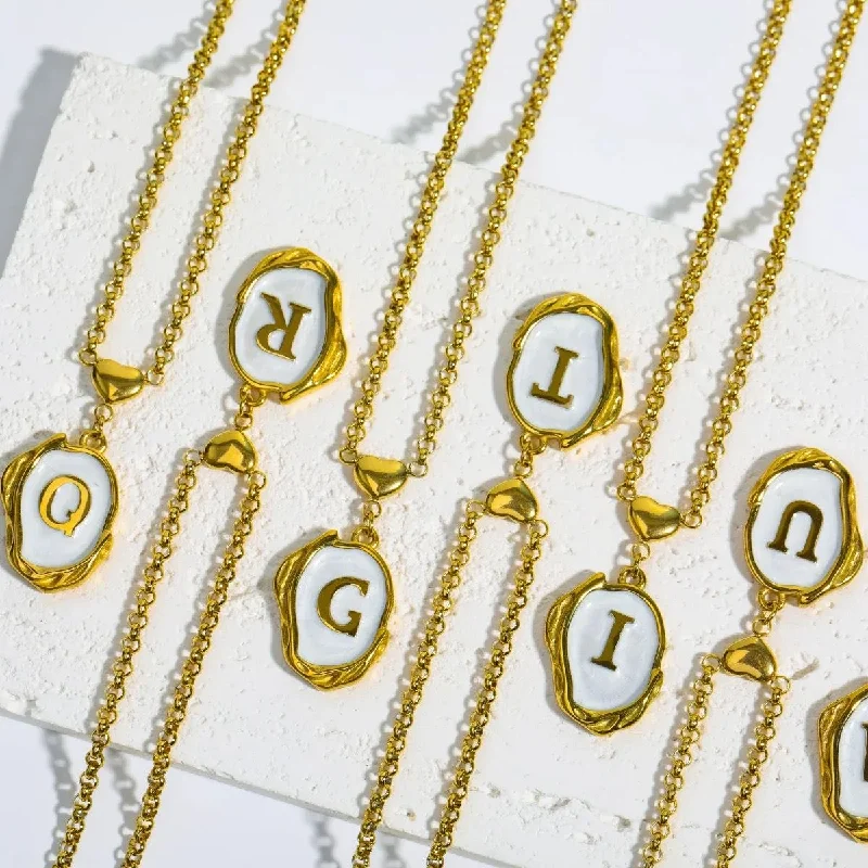 Customized Jewelry Necklaces-Nacar Initial Necklace Gold