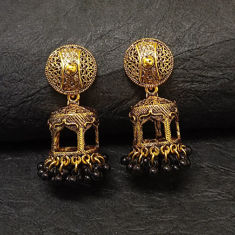 Statement Earrings for Weddings-Darshana Jewels Gold Plated Jhumki Earrings