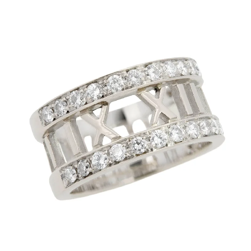 Multi-Stone Engagement Rings-TIFFANY & CO. Estate 18k White Gold Diamond Open Atlas Ring