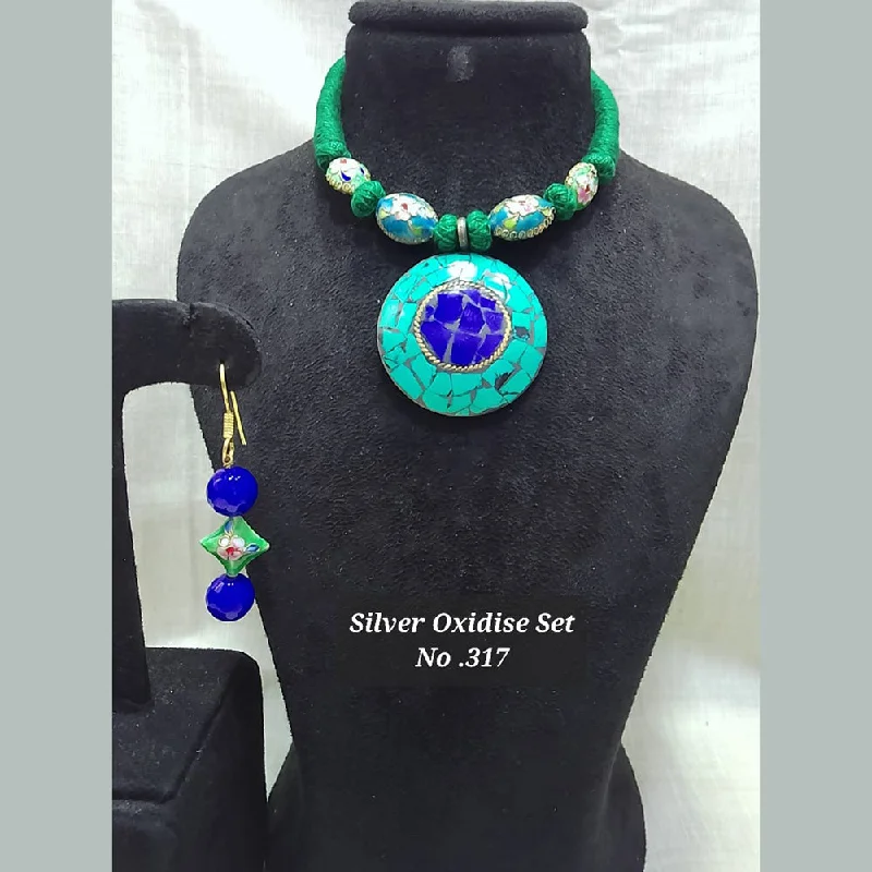 Unique Gemstone Necklaces-Jyoti Arts Oxidised Plated Necklace Set