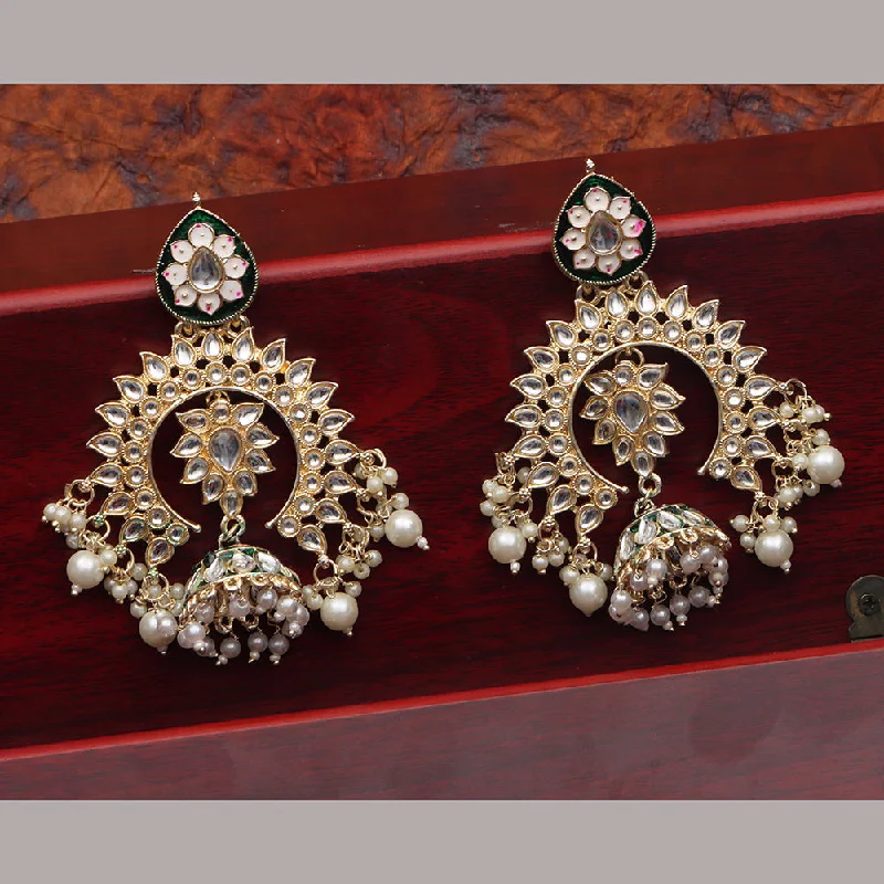 Boho Chic Earrings-Darshana Jewels Gold Plated Kundan Dangler Earrings