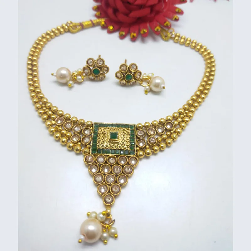 Chunky Chain Necklaces-Palak Art Gold Plated Crystal Stone Necklace Set