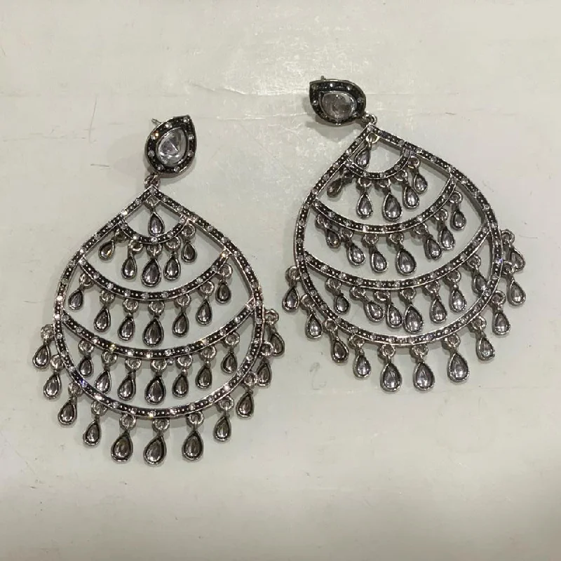 Vintage Crystal Earrings-Deep Enterprises Oxidised Plated Dangler Earrings