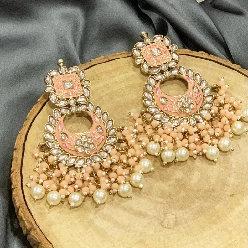 Long Gold Earrings-Deep Enterprises Meenakari Dangler Earrings