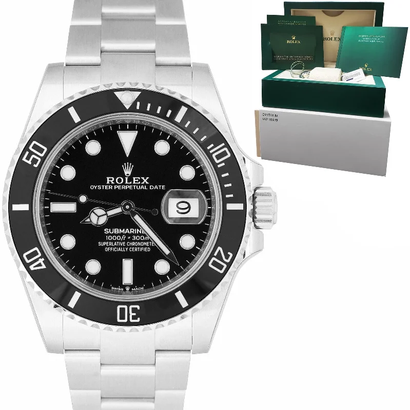 Elegant Diamond Watches-NEW NOV. 2022 Rolex Submariner 41 Date Steel Black Ceramic Watch 126610 LN