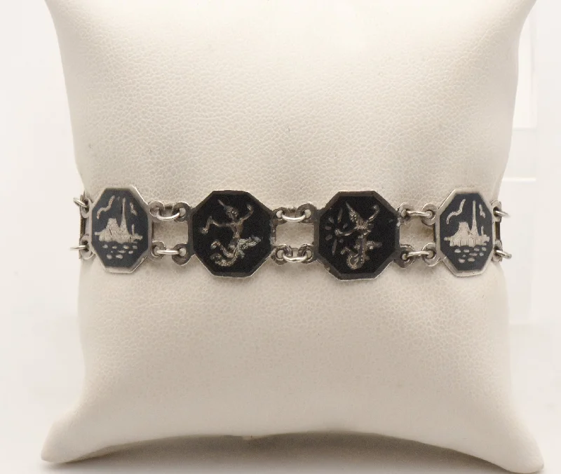 Designer Gold Bracelets-Vintage Sterling Silver Siam Dancer Bracelet