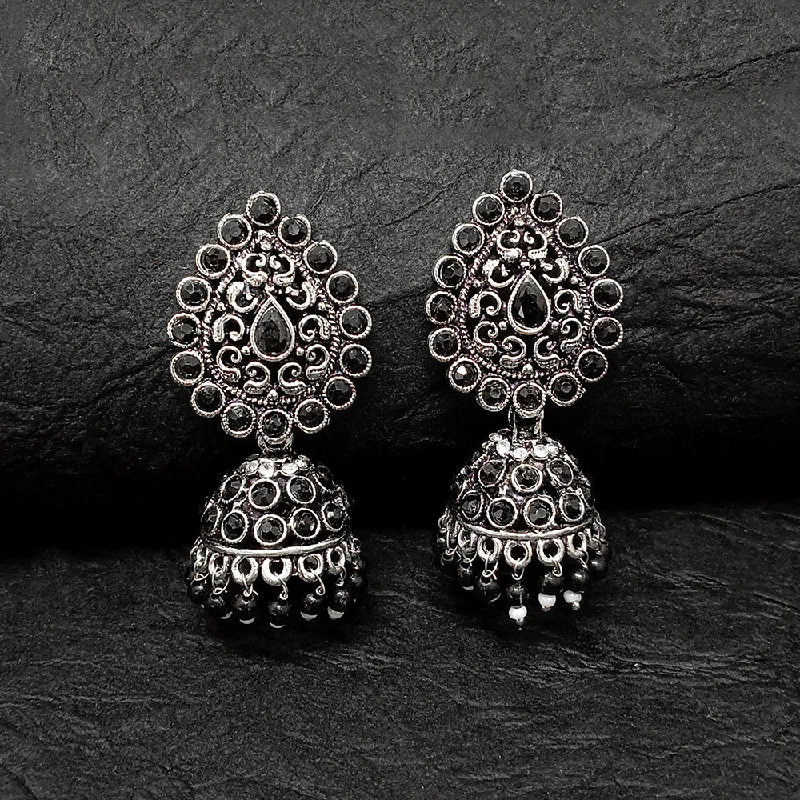 Pearl Drop Earrings-Darshana Jewels Oxidised Plated Jhumki Earrings