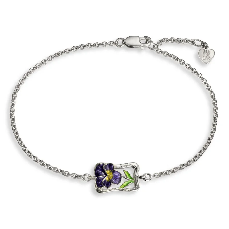 Double Strand Bracelets-Double-sided enamel design, Adjustable 7.5 to 8.25 inches, Rhodium Plated for easy care, Gift Boxed