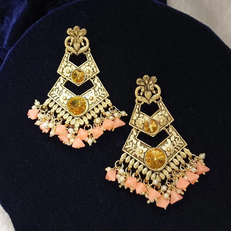 Long Silver Earrings-Darshana Jewels Crystal Stone Gold Plated Dangler Earrings