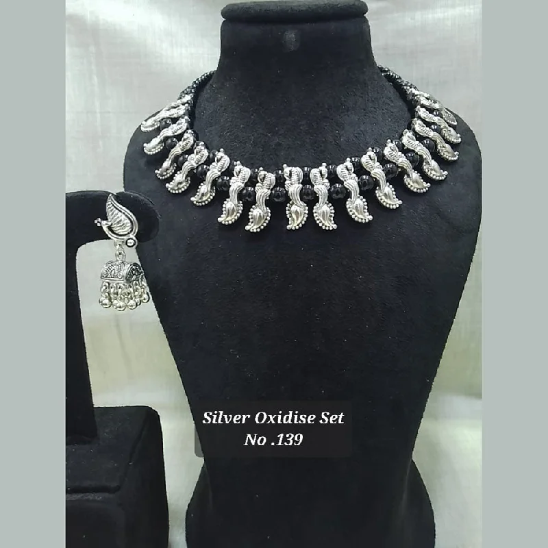 Custom Birthstone Necklaces-Jyoti Arts Oxidised Plated Necklace Set