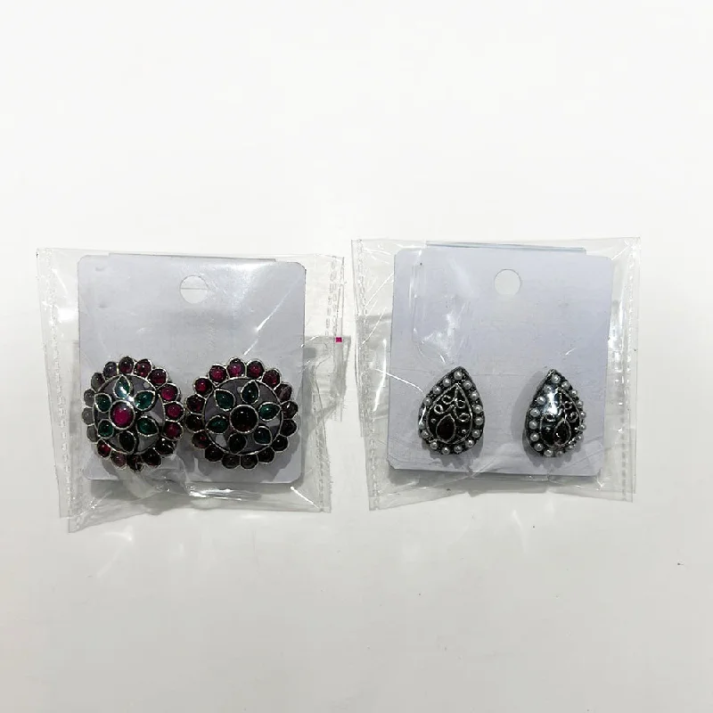 Handcrafted Silver Earrings-Shrisha Oxidised Plated  Stud Earrings (Assorted Design)