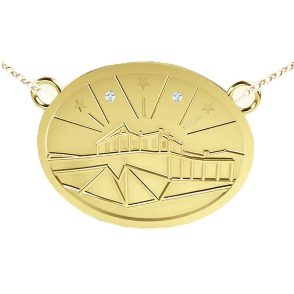 Simple Chain with Pendant Necklaces-EDINBURGH CASTLE WITH STARS NECKLACE IN YELLOW GOLD