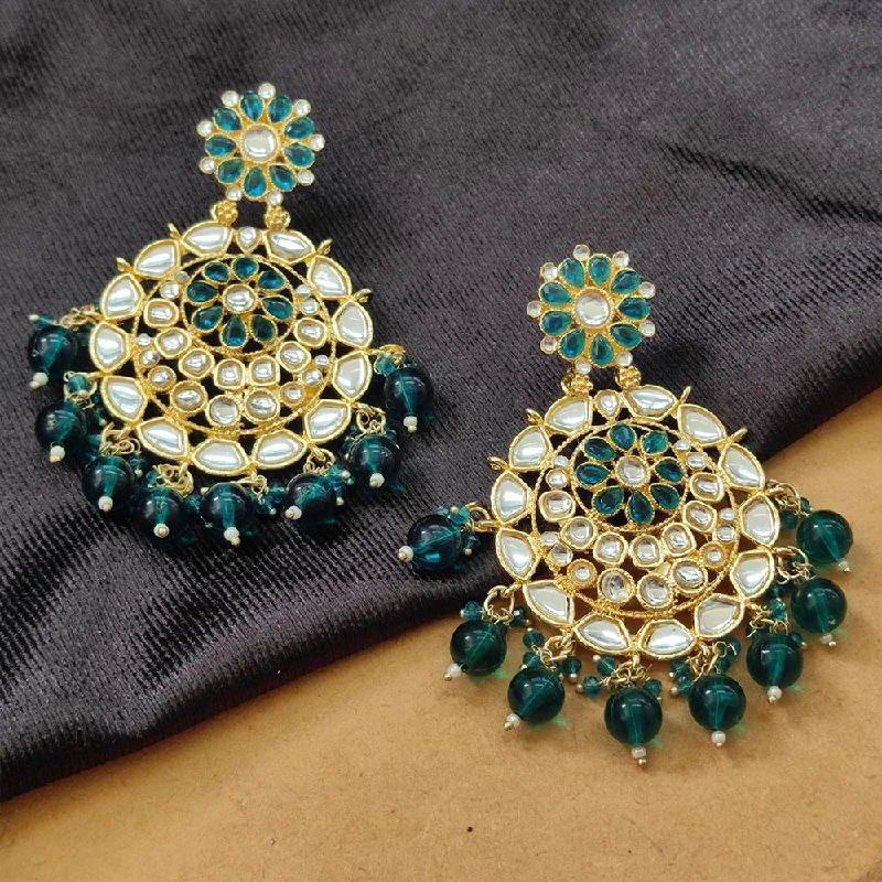 Bold Statement Earrings-Darshana Jewels Gold Plated Kundan Stone And Beads Dangler Earrings