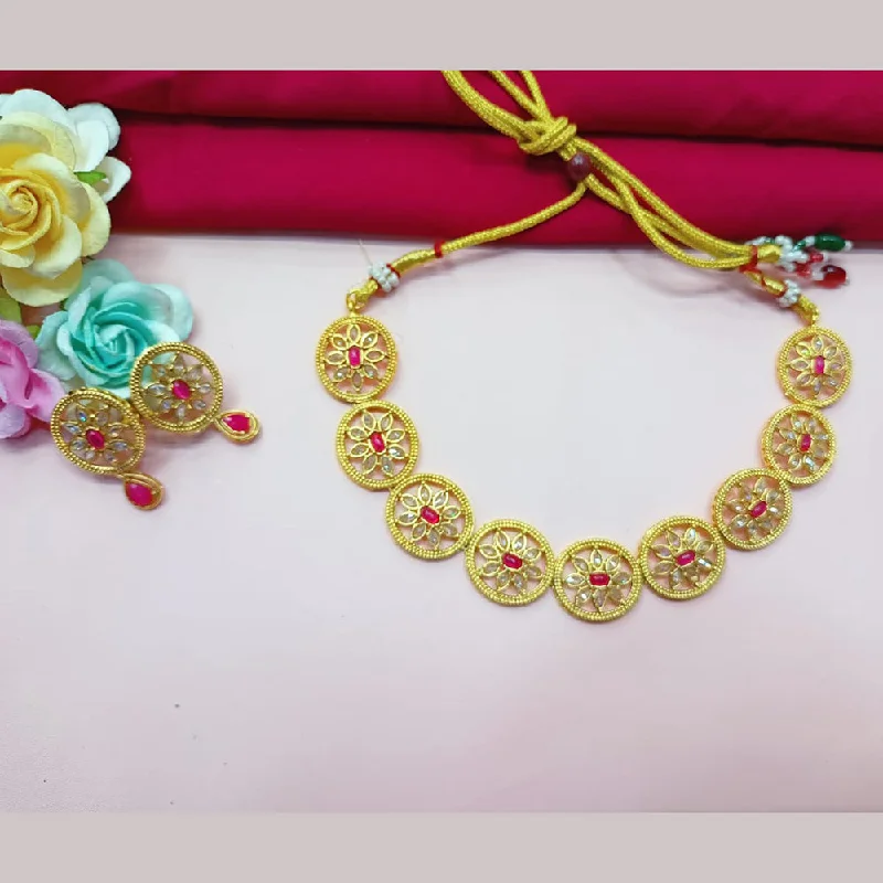 Handcrafted Gold Necklaces-Pooja Bangles Gold Plated Necklace Set