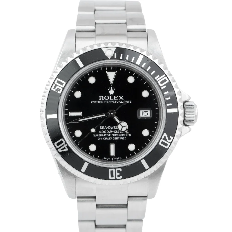 Solar Powered Watches-Rolex Sea-Dweller 40mm M SERIAL Stainless Steel Black Automatic Date Watch 16600