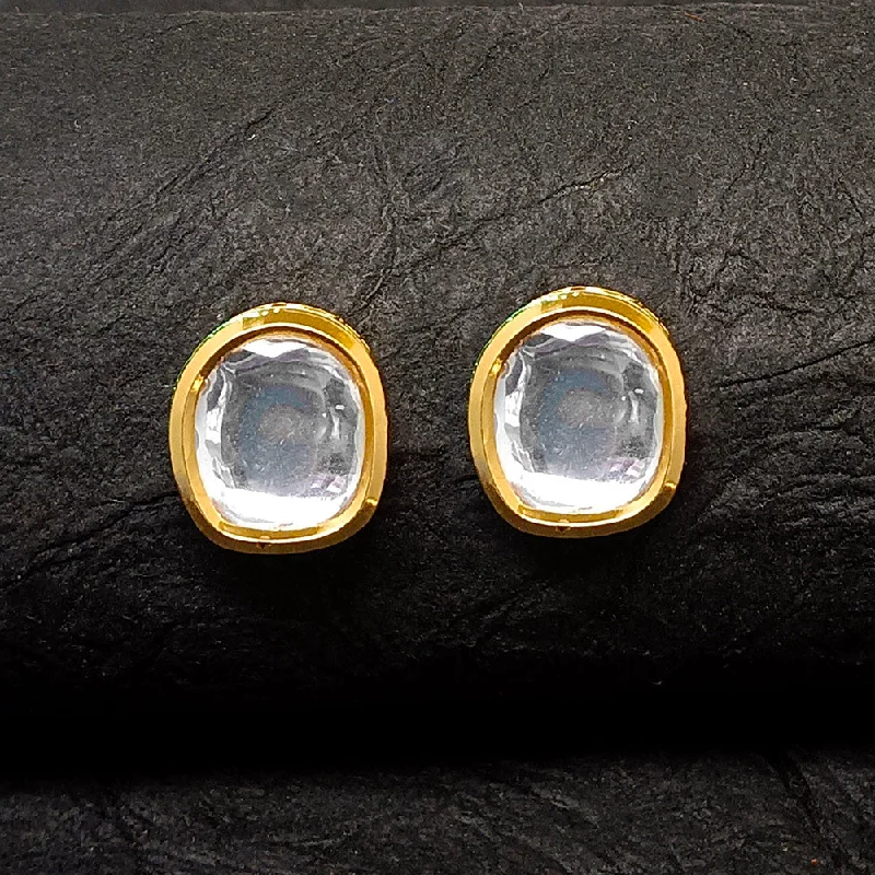 Black Crystal Earrings-Darshana Jewels Gold Plated Stud Earrings