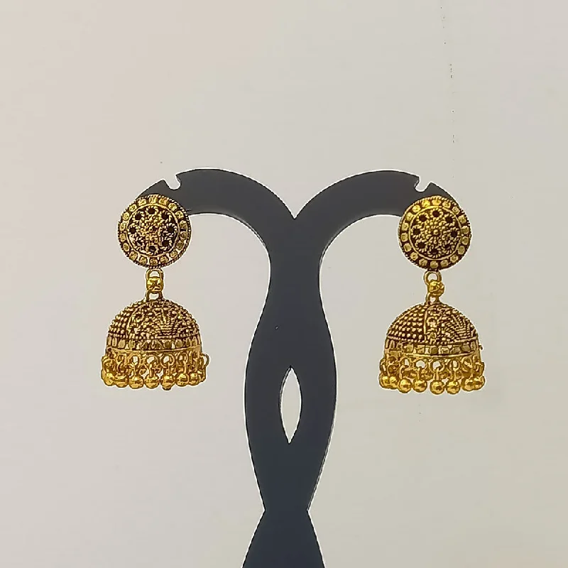 Oval Gemstone Earrings-Dariyalal Sales Gold Plated Jhumki Earrings