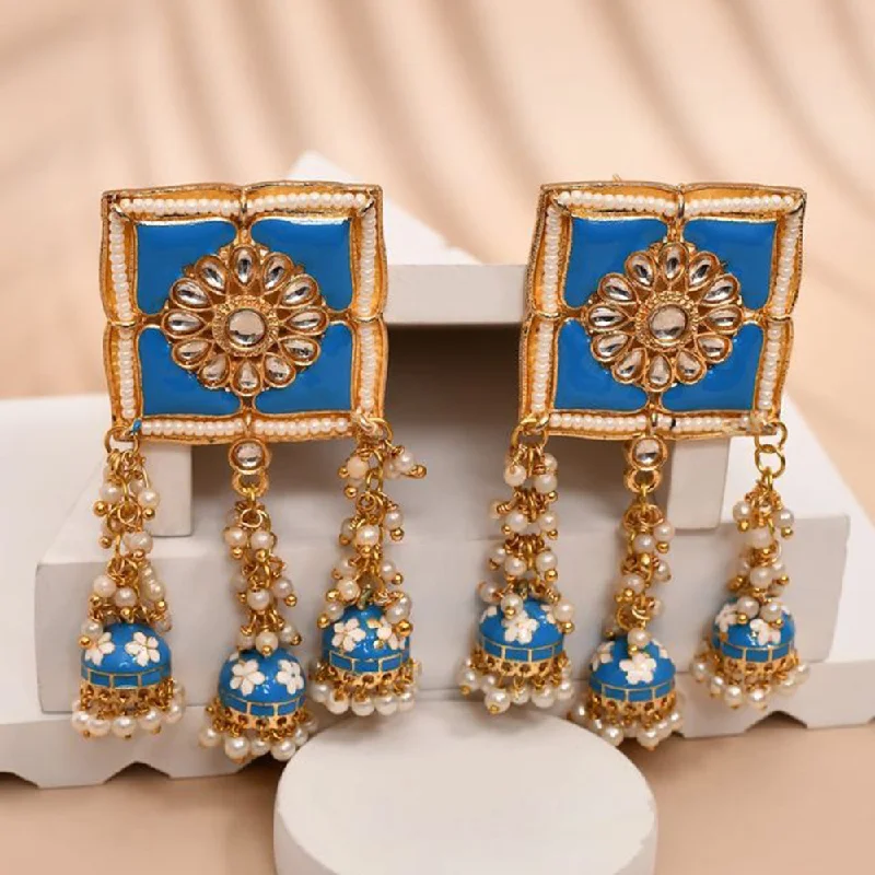 Lightweight Earrings-House Of Ree New Stylish Meenakari Blue Jhumki Earring for Womens | Women | Girls ER162