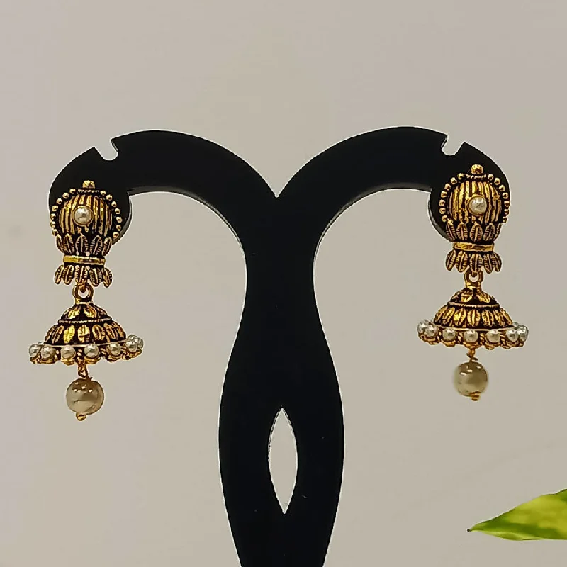 Pink Crystal Earrings-Dariyalal Sales Gold Plated Jhumki Earrings