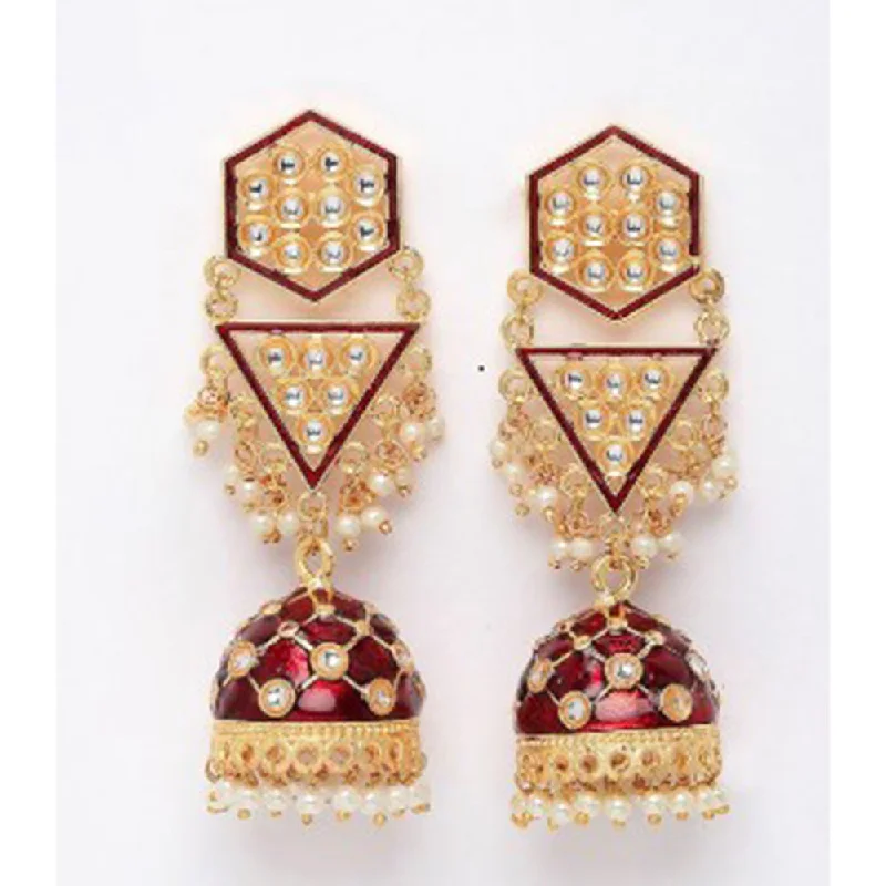 Simple Gemstone Earrings-House Of Ree New Partywear Maroon Meenakari Drop Earrings for Womens | Women | Girls ER102