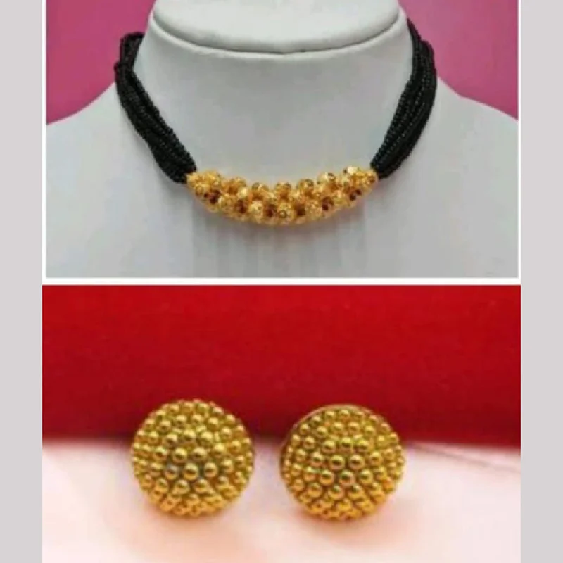 Stylish Gold Chokers-Pooja Bangles Gold Plated Necklace Set