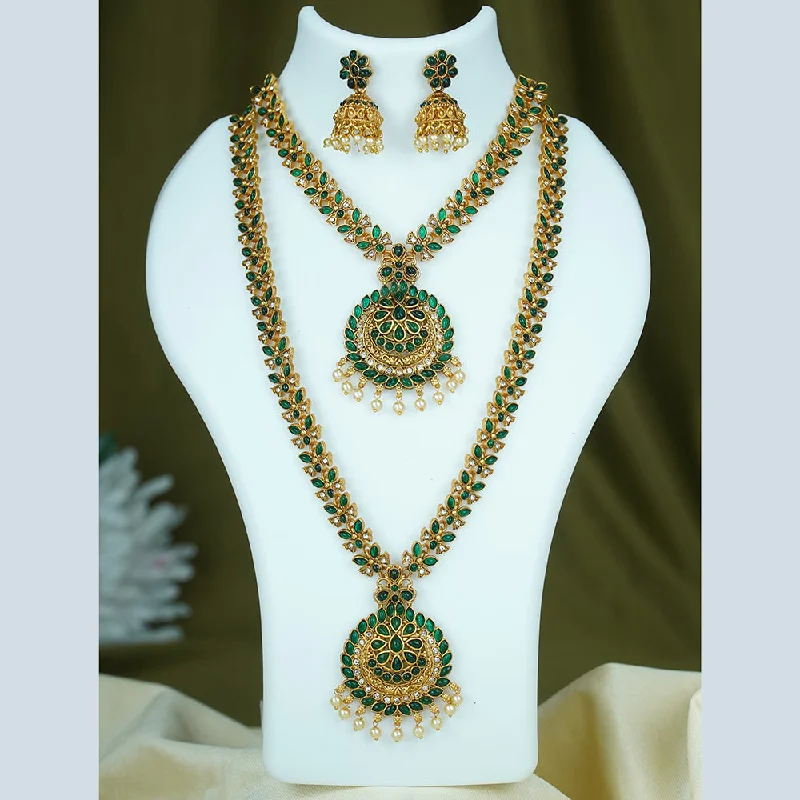 Unique Pendant Necklaces-Diksha Collection Gold Plated Combo Set