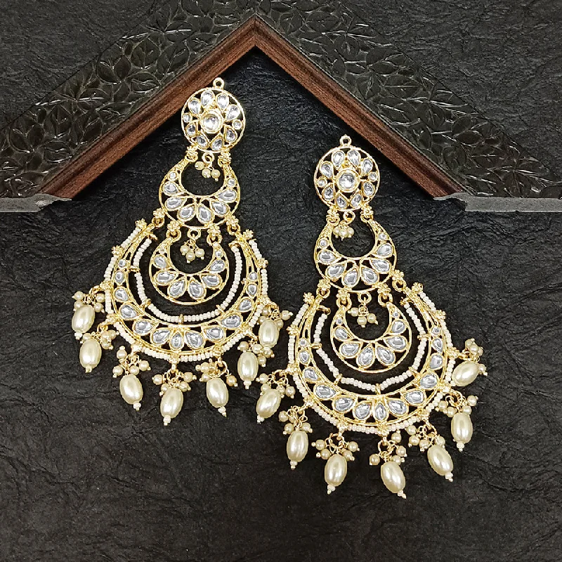 Classic Hoop Earrings-Darshana Jewels Gold Plated Kundan Stone Dangler Earrings