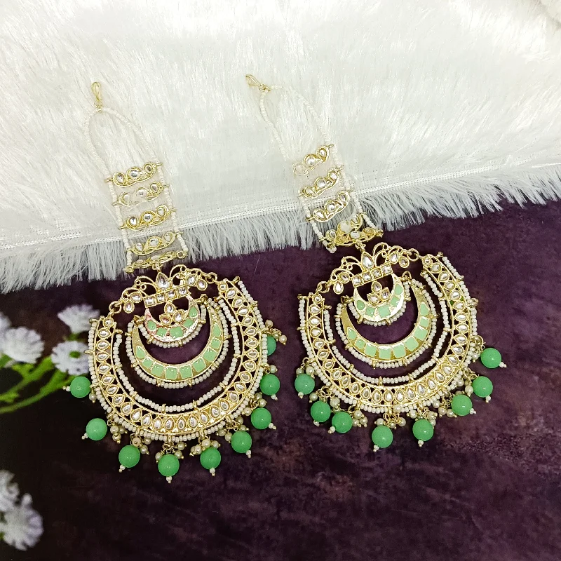 Round Earrings for Women-Darshana Jewels Gold Plated Kundan Dangler Earrings