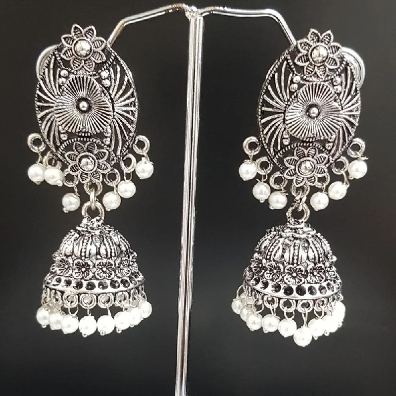 Cute Stud Earrings for Girls-Shreeji Oxidised Plated Jhumki Earrings