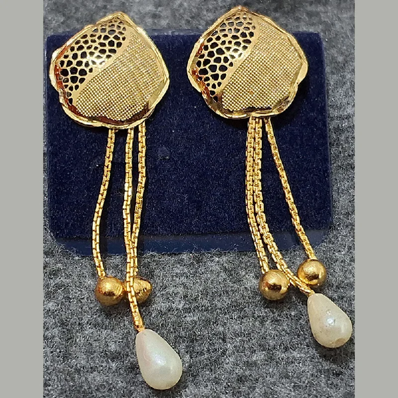 Funky Silver Earrings-Martina Jewels Gold Plated Pearls Dangler Earrings