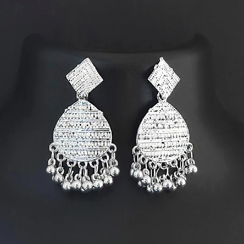 Long Silver Earrings-Shubh Arts Oxidised Plated Dangler Earrings