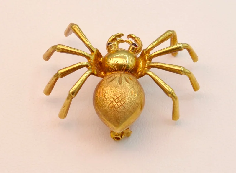 Colorful Enamel Brooch for Women-14K yellow gold spider brooch