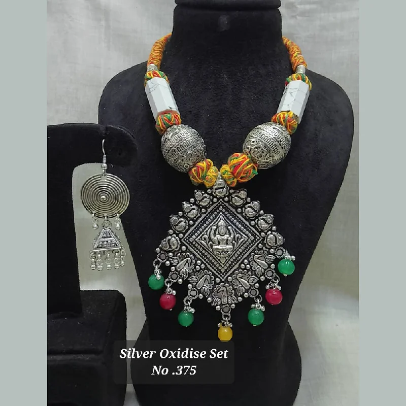 Customized Jewelry Necklaces-Jyoti Arts Oxidised Plated Temple Necklace Set