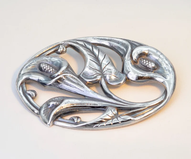 Classic Vintage Brooch for Collectors-Sterling Silver Calla Lily Brooch