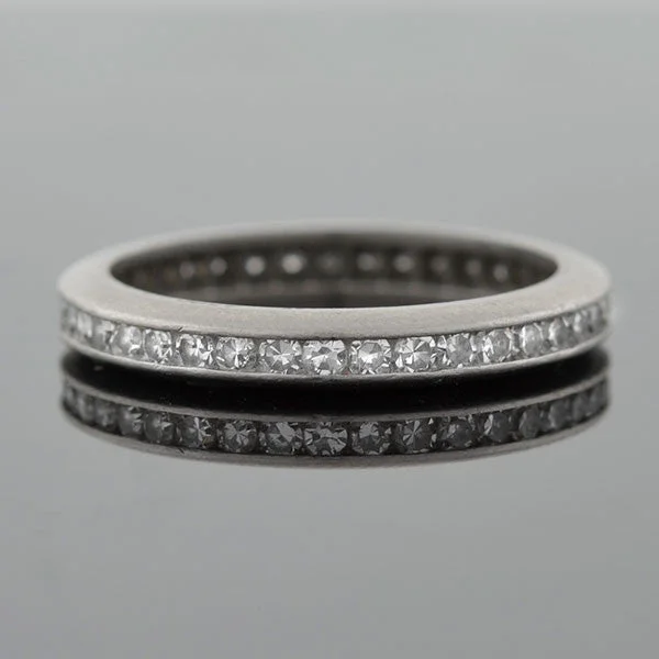 Colored Diamond Engagement Rings-Art Deco Platinum Diamond Eternity Band