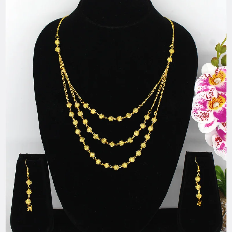 Stylish Pearl Necklaces-Mahavir Dye Gold Necklace Set