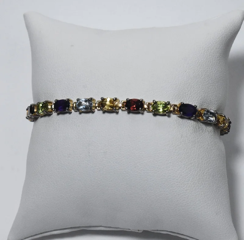 Gemstone Chain Bracelets-Ross-Simons - Sterling Silver Multi Gemstone Bracelet