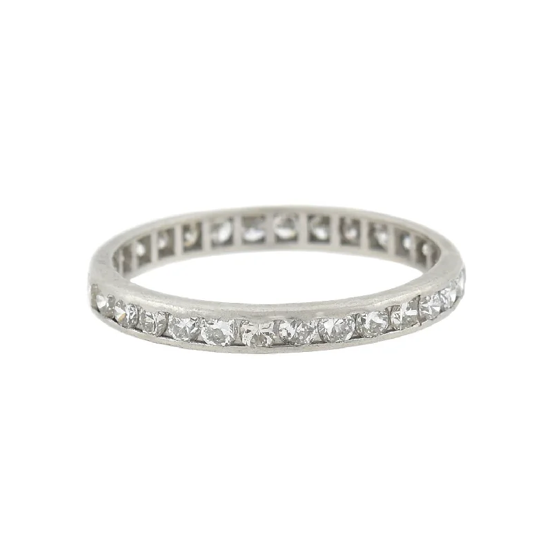 Unique Gold Engagement Rings-Late Art Deco Platinum Diamond Eternity Band 1ctw