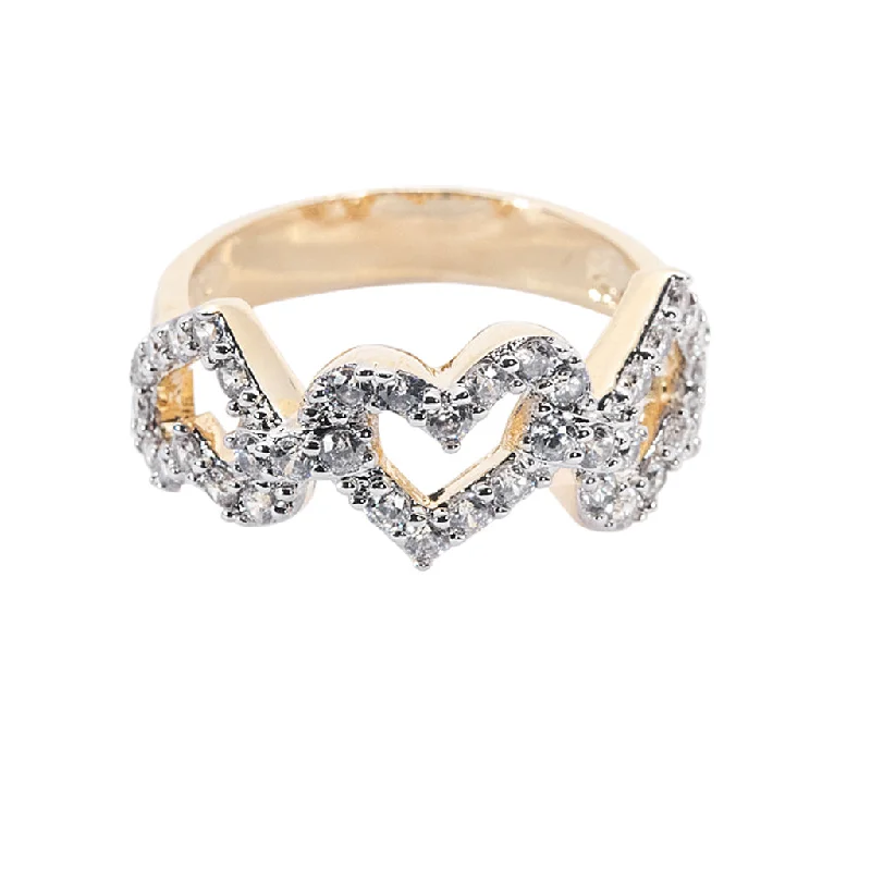 Modern Engagement Rings-Interlocking Pave Hearts Band