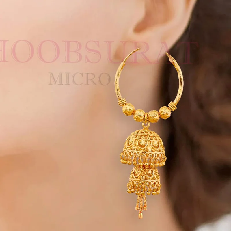 Organic Pearl Earrings-Dariyalal Sales Gold Plated Jhumki