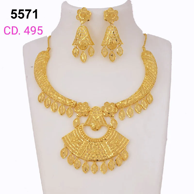 Gemstone Necklaces for Brides-MR Jewellery Forming Gold Plated Necklace Set