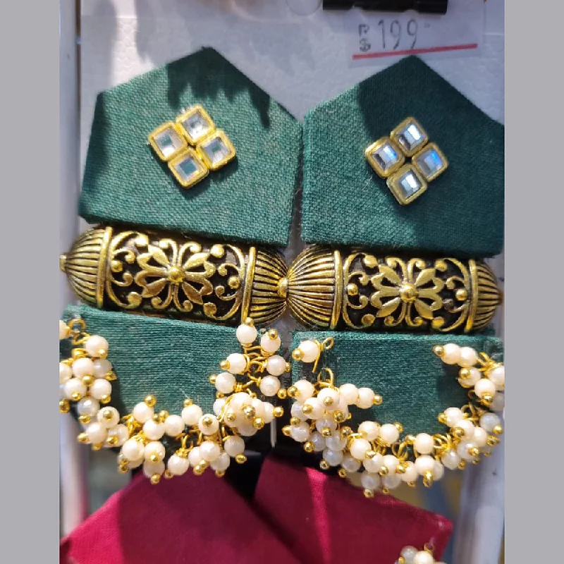 Drop Earrings for Brides-Naitika Arts Gold Plated Kundan Stone And Pearl Dangler Earrings