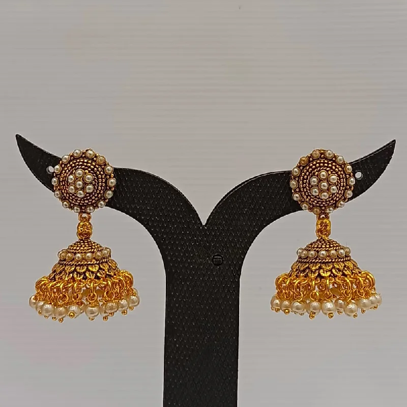 Modern Geometric Earrings-Dariyalal Sales Gold Plated Pearl Jhumki Earrings