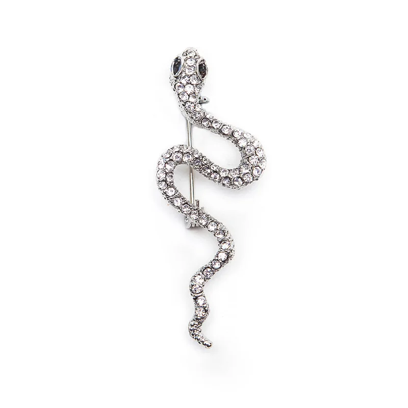 Fashionable Brooch with Vintage Appeal-Sparkling Snake Brooch