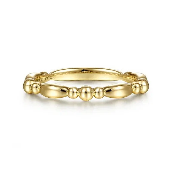 Elegant Titanium Rings-14K Yellow Gold Alternating Bar and Bujukan Bead Stackable Ring