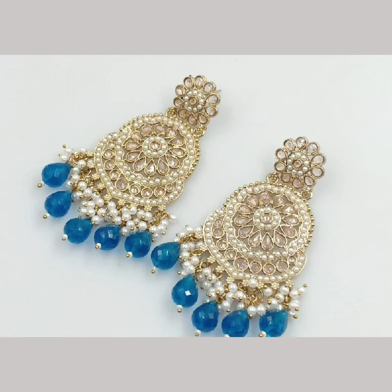 Colorful Resin Earrings-Manisha Jewellery Gold Plated Crystal Stone And Pearls Dangler Earrings