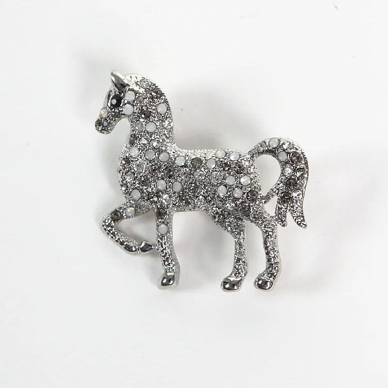 Rose Gold Brooch-Sparkly AB and Clear Crystal Horse Brooch